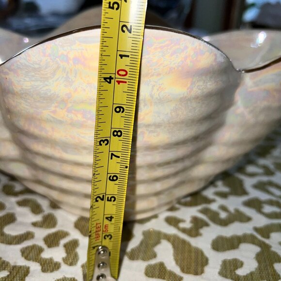 Vintage Pearl China Co. Hand-Decorated 22K Gold Iridescent Scalloped Bowl USA - Picture 10 of 12